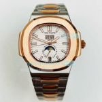 Replica Patek Philippe Nautilus Annual Calendar Watch 2-Tone Rose Gold White Dial 40MM